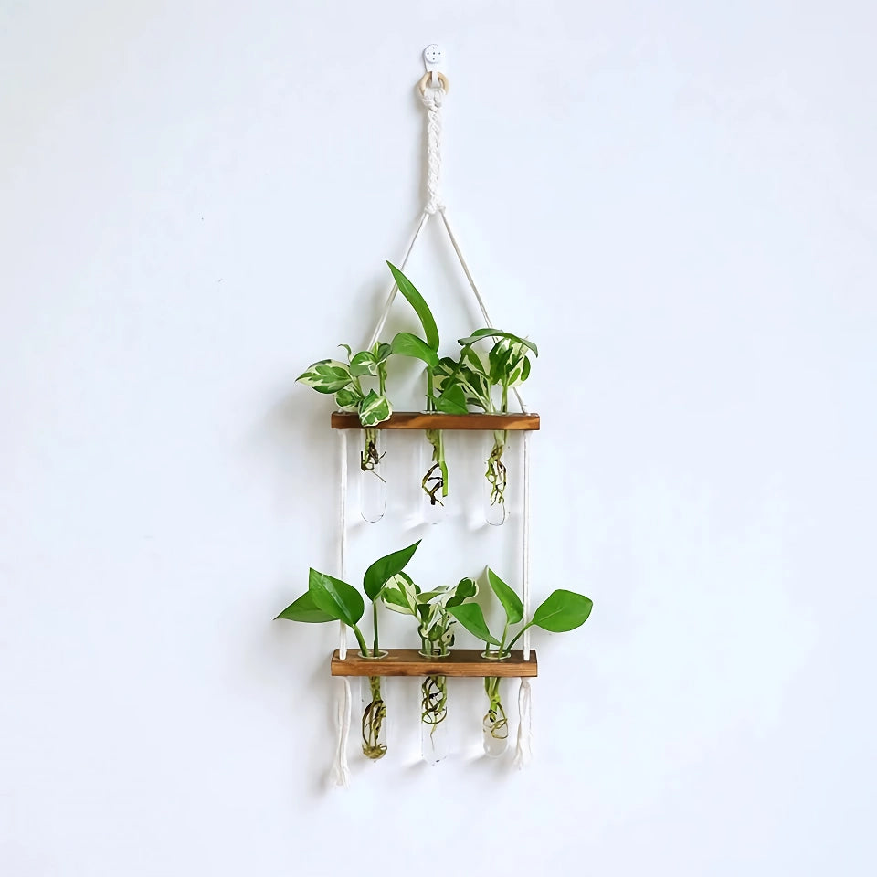 Elegant Wooden Hydroponic Wall Vase