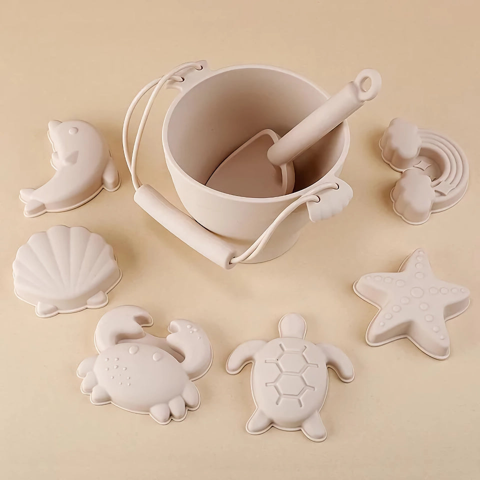 8-Piece Eco-Friendly Silicone Beach Playset for Children