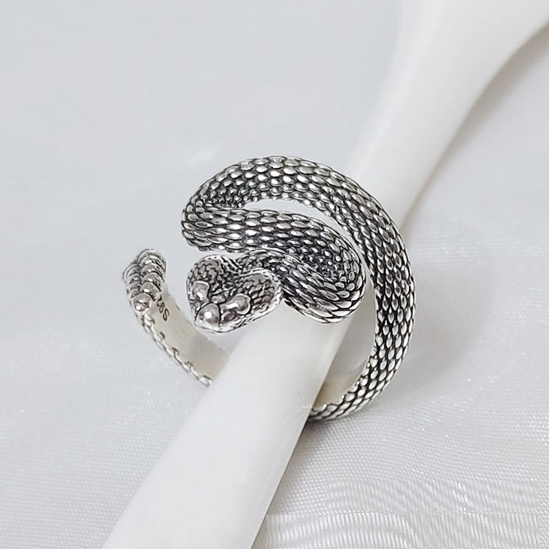 Sterling Silver S925 Snake Ring Thai Silver Vintage