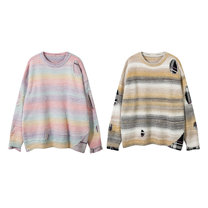 Ripped Stitching Fake Two-piece Knitted Sweaters