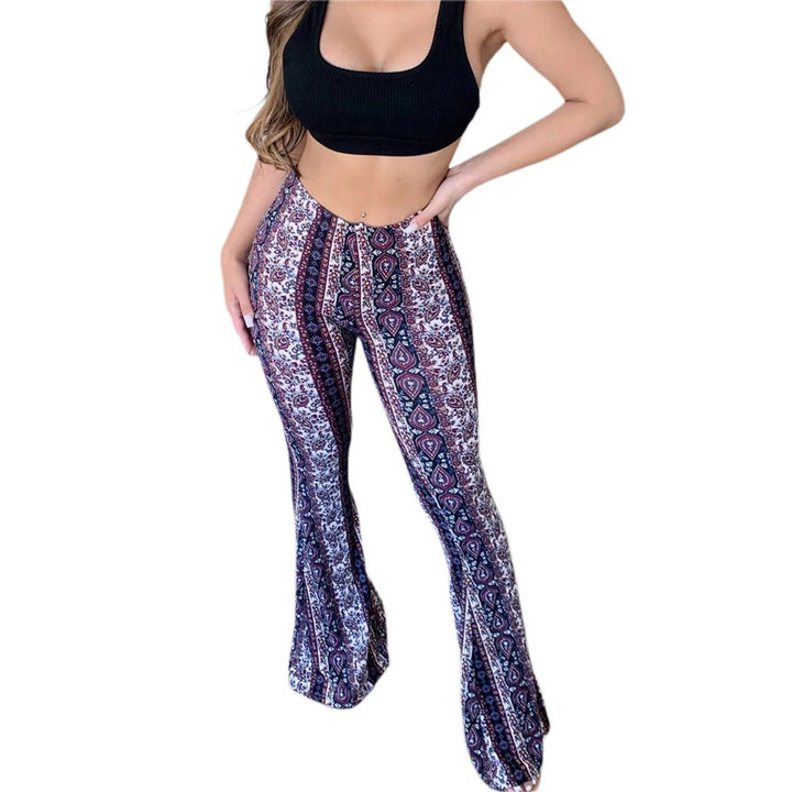 Floral Print High-Waist Flared Pants for Women