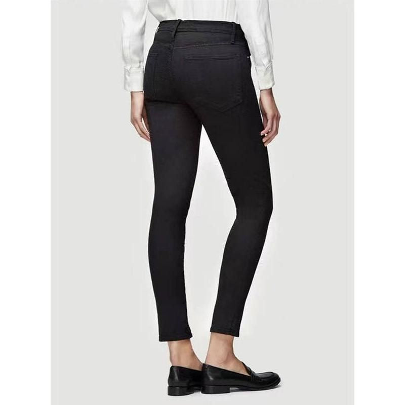 Chic Autumn-Winter Mid Waist Black Stretch Jeans