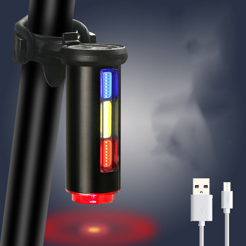 Three-color dimming USB rechargeable bicycle taillight