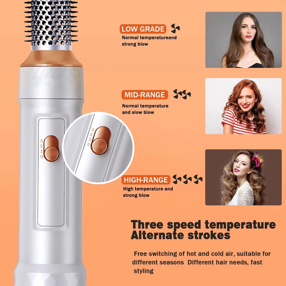 5-in-1 Hot Air Hair Dryer Brush with Negative Ionic Technology & Detachable Attachments