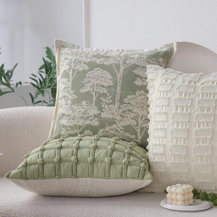 Elegant Green Jacquard Decorative Pillow Cover