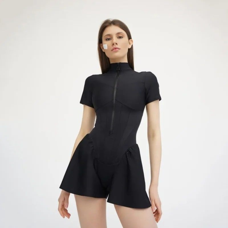 Bodycon Playsuit: Elegant Short Sleeve Romper