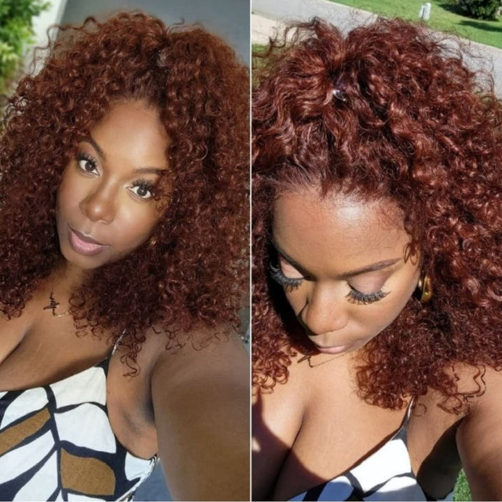 African Long Curly Hair Front Lace Brown Wig