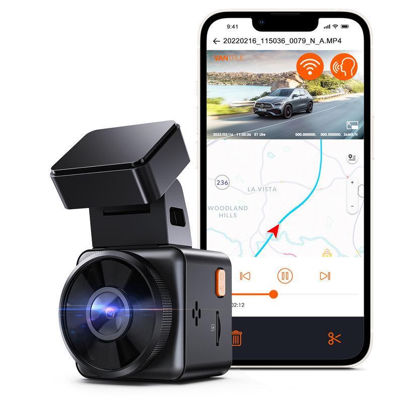 1080P WiFi Mini Dash Cam with GPS, Voice Control, Night Vision, Parking Mode