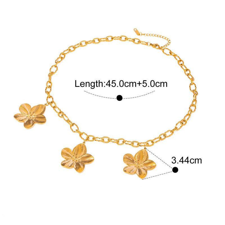 18K Gold Plated Five Petal Flower Pendant Necklace