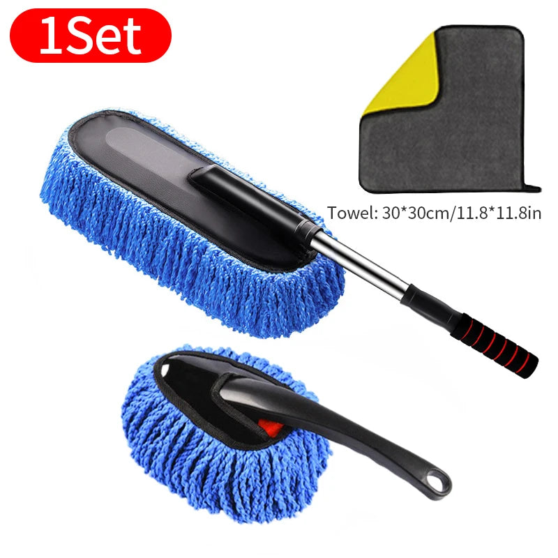 Adjustable Car Washing Mop with Microfiber Brush & Dust Remover Kit