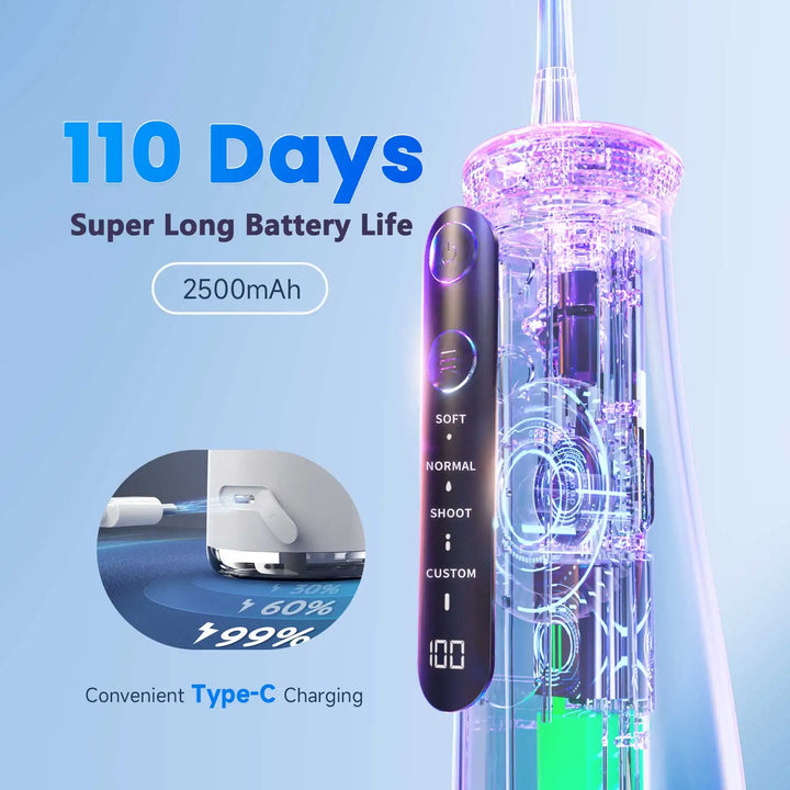 Portable Cordless Water Flosser with 4 Jet Tips, 4 Modes