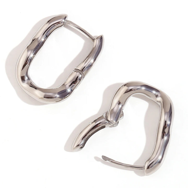 Trendy U-Shaped 18K Gold Plated Stainless Steel Hoop Earrings