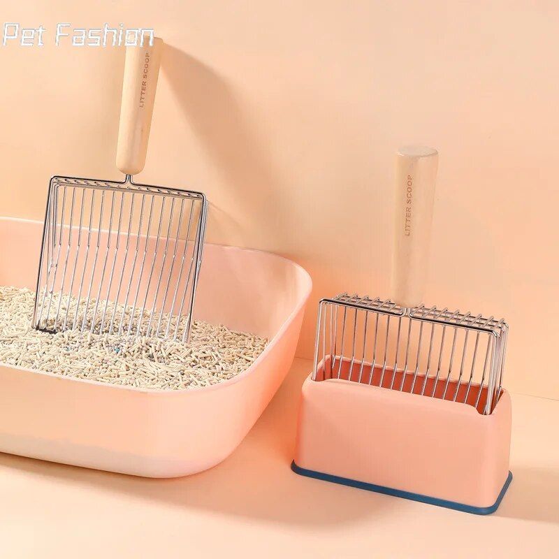 Durable Cat Litter Scoop with Wooden Handle