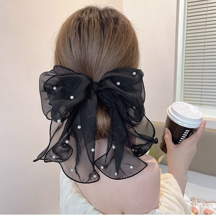 Big Lace White High-grade Hair Accessories Female Back Head Spring Clip Headdress