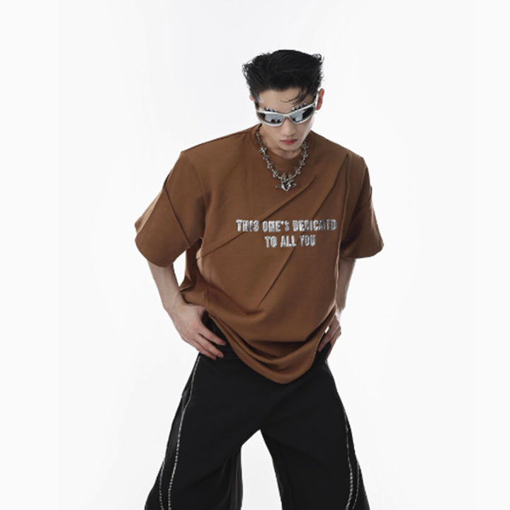 Niche Three-dimensional Printed Padded Shoulder T-shirt For Men