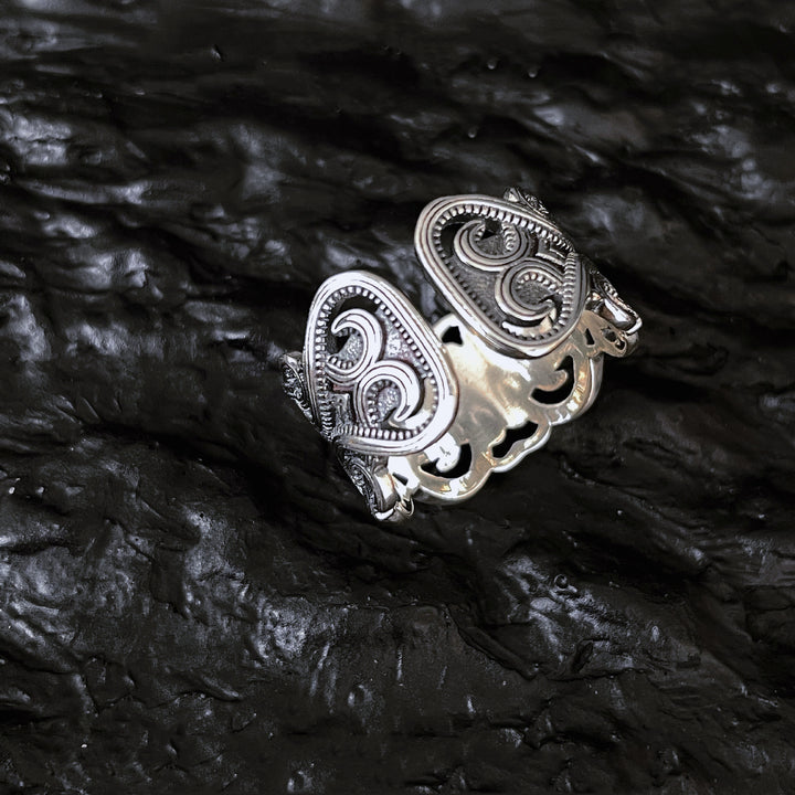 Silver Vintage Flower Facto Ring