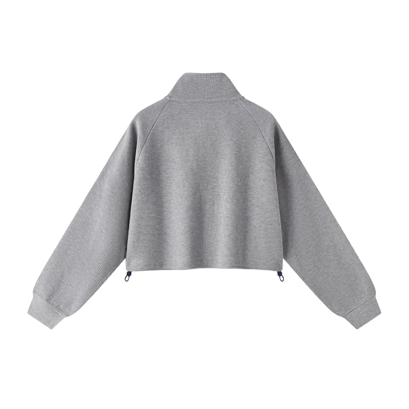 Waffle Knit Gray Raglan Sleeve Sweatshirt