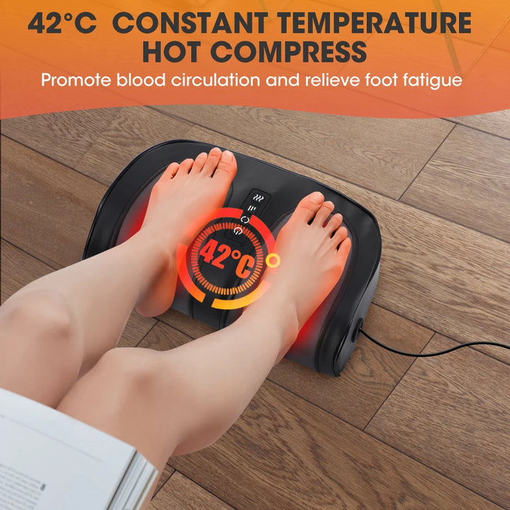 Electric Foot & Calf Massager with Deep Kneading, Hot Compress & Adjustable Strength