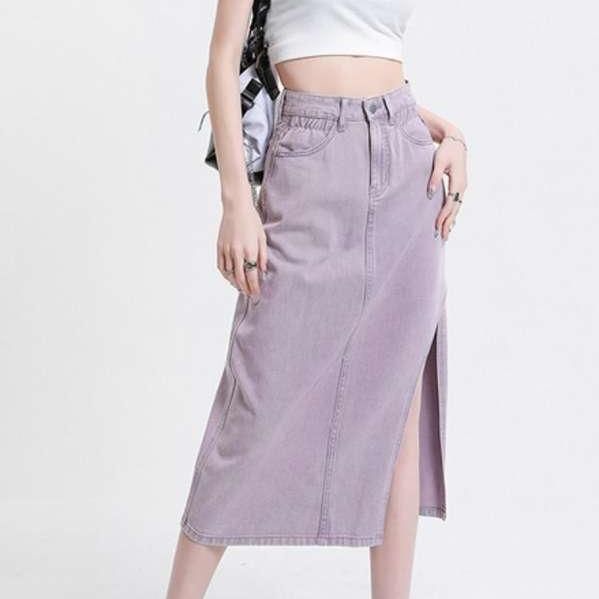 Stylish Vintage High-Waist Denim A-Line Skirt