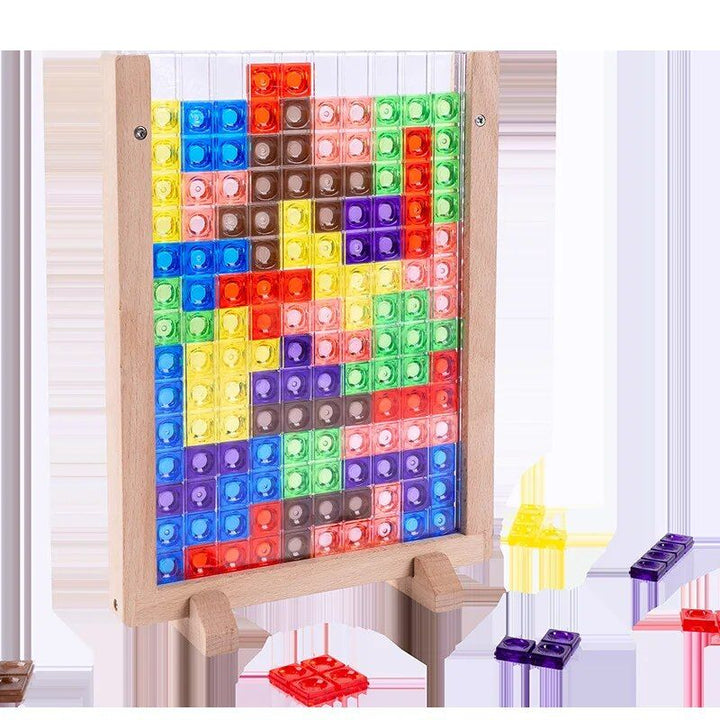 Kids' 3D Beech Wood Tetris Puzzle Blocks