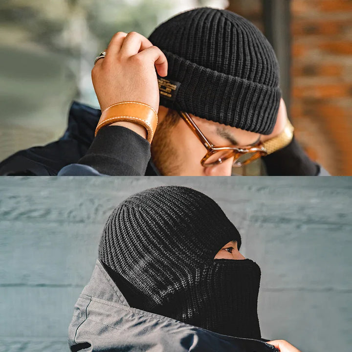 Unisex Winter Knitted Woolen Skullies & Beanies with Scarf and Balaclava Mask