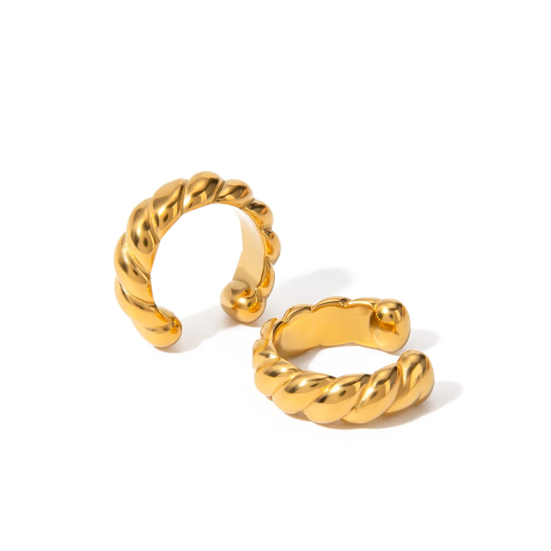 18k Gold Plated Stainless Steel Twine Round Ear Clip