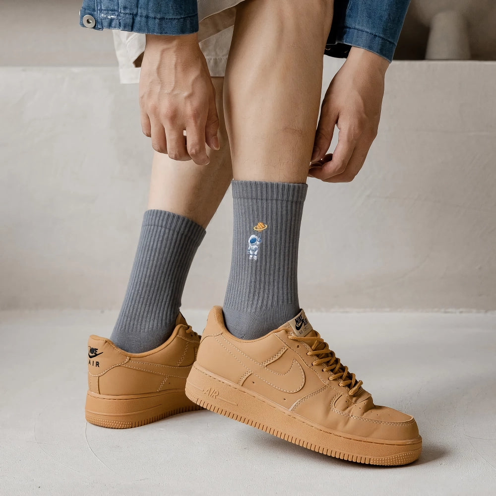 Unisex Embroidered Astronaut Space Socks