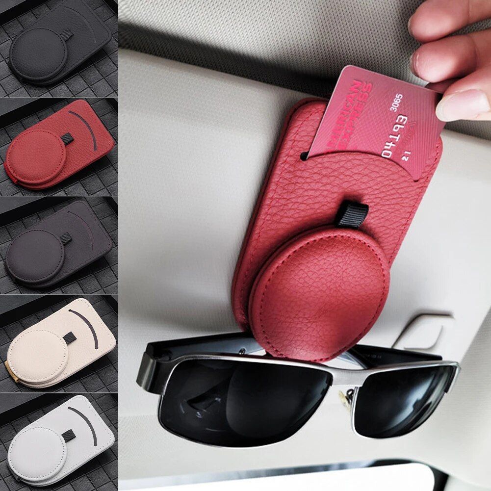 Leather Car Sun Visor Sunglasses Holder