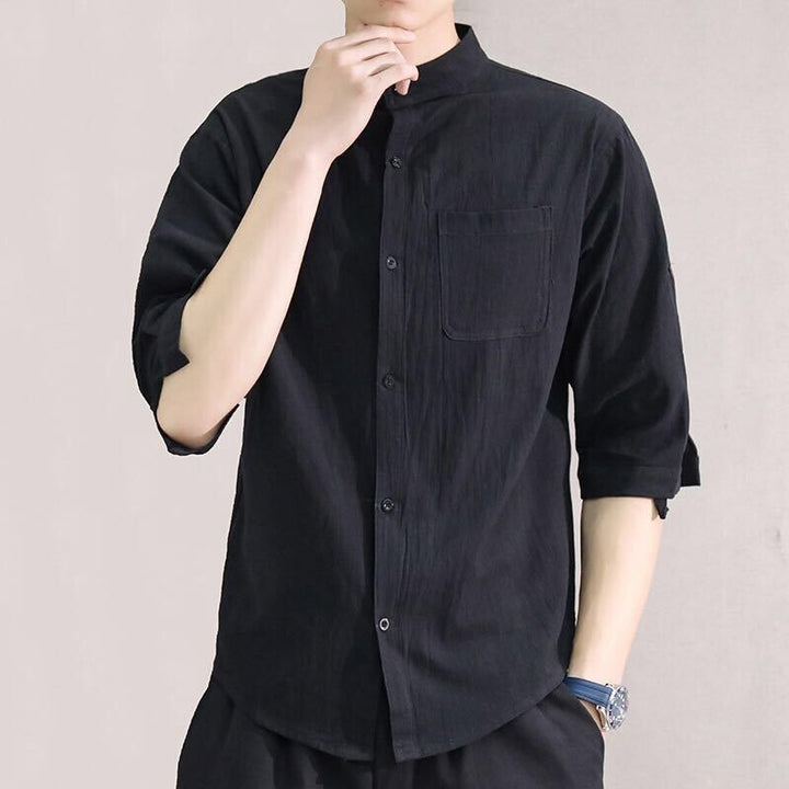 Cotton And Linen Men's Short-sleeved Shirt