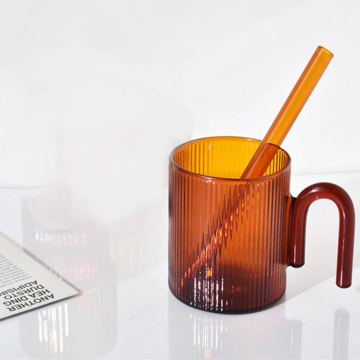 Heat Resistant Glass Mug with Colorful Handle