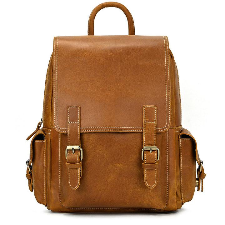 Crazy Horse Leather Backpack Men's Retro Outdoor Bag