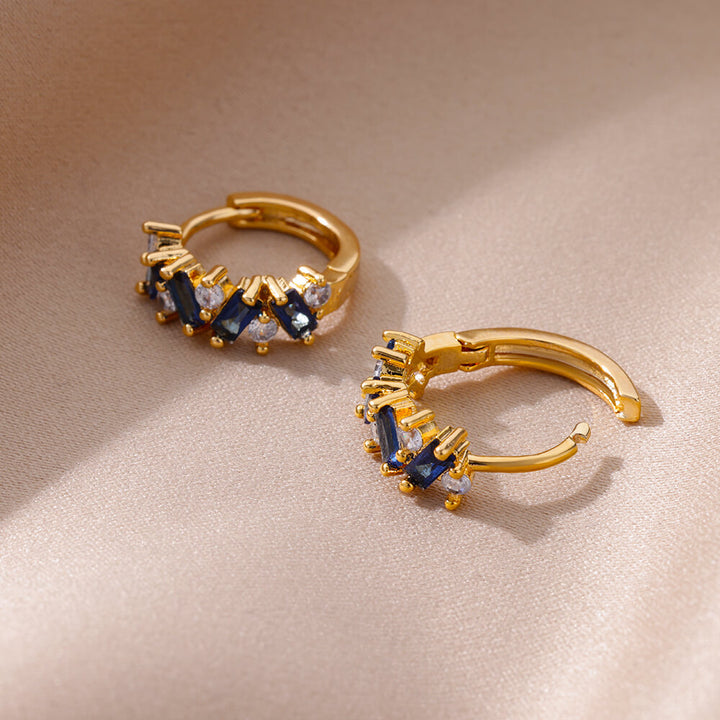 Elegant Blue Zircon Hoop Earrings for Women