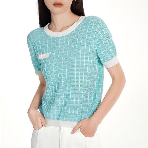 Summer Chic Geometric Knitwear Top