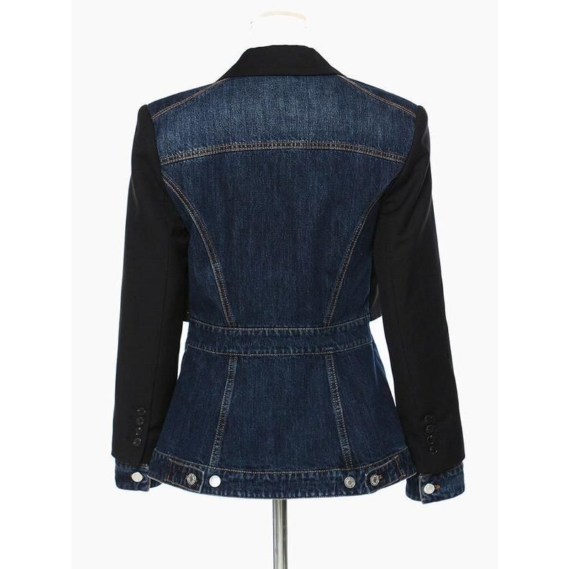 Autumn Patchwork Denim Blazer for Women