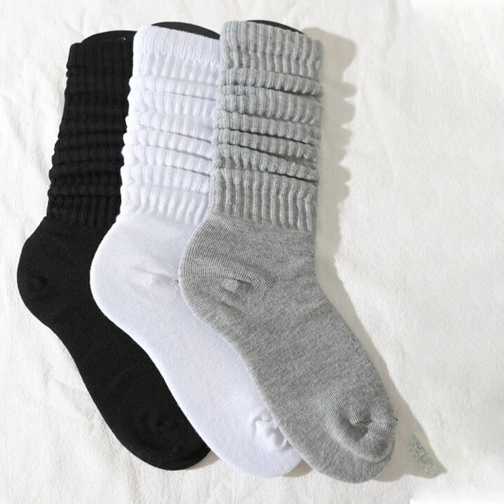 3 Pairs Women's Pleated Mid-Length Bubble Socks