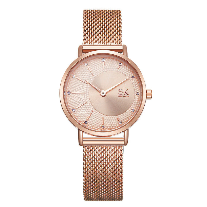 Steel mesh belt diamond watch