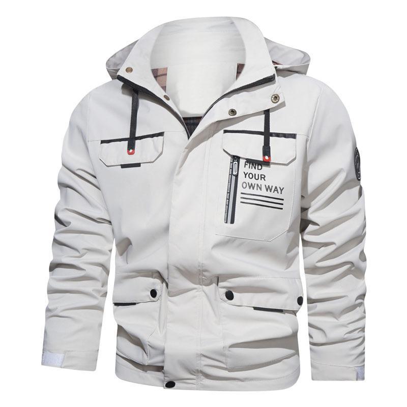 Men's Outdoor Casual Shell Jacket Sports Hooded Fleece Jacket Coat