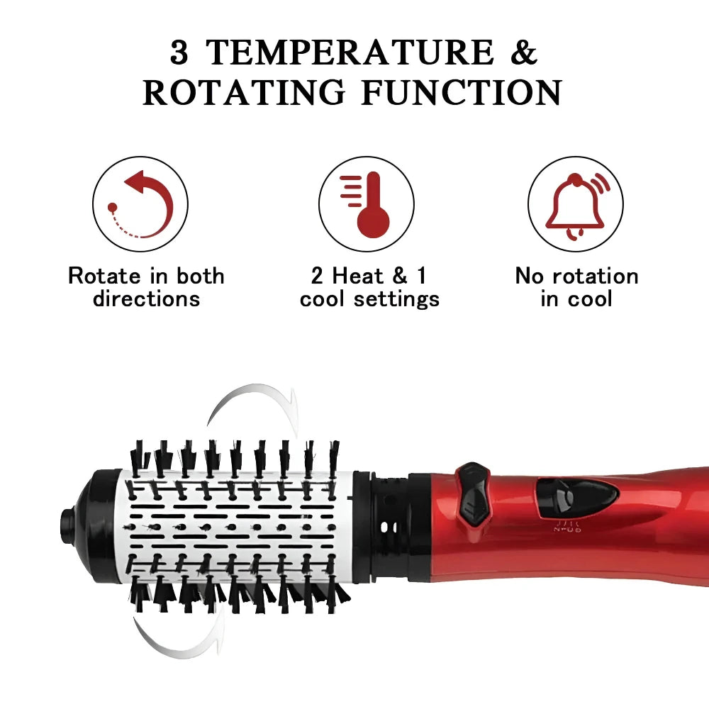 3 In 1 Rotating Hair Dryer Brush with Ceramic Curler and Volumizer