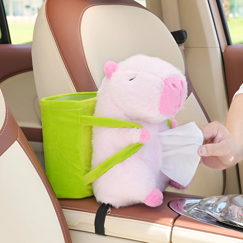 Cute Cartoon Car Tissue & Trash Holder - 2-in-1 Storage Solution