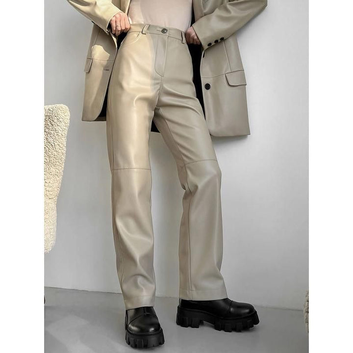 Elegant Wide Leg Faux Leather Pants for Women