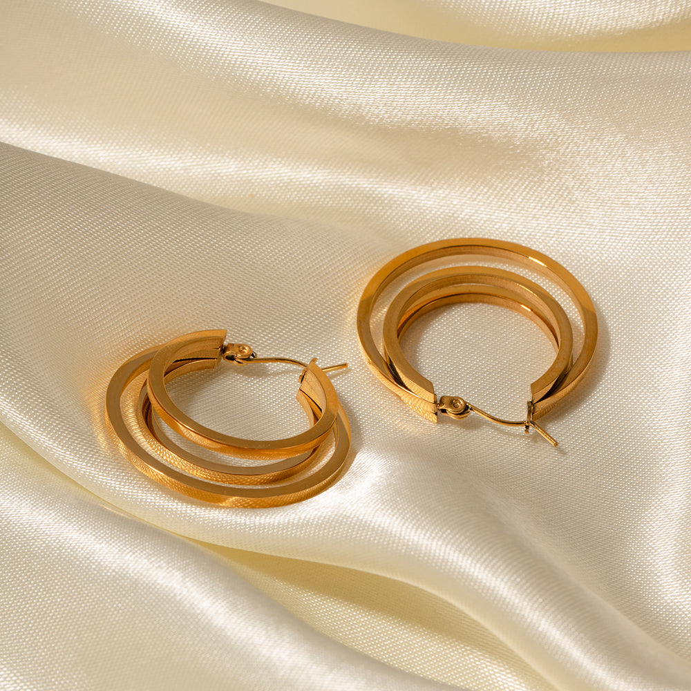 18K Gold Plated Stainless Steel Double Coil Earrings