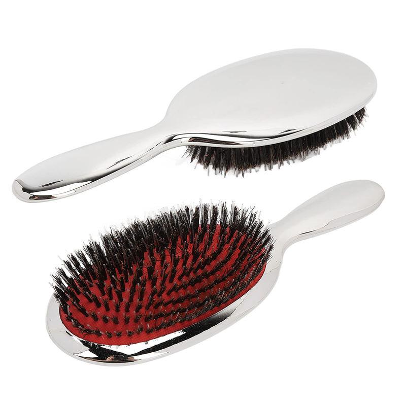 Luxury Silver Boar Bristle Paddle Hair Brush