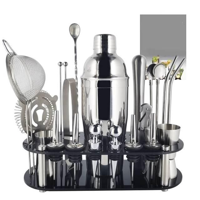 Boston Cocktail Shaker Set: Complete Bartender Tool Kit with Acrylic Stand