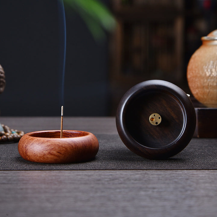 Elegant Black Sandalwood Incense Holder with Multi-Caliber Burners