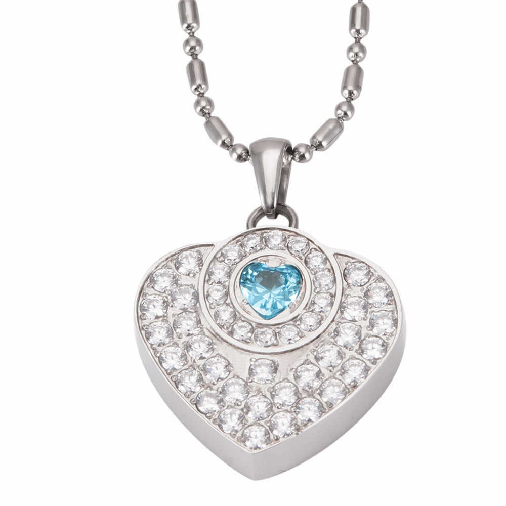 Love Shaped Negative Ion Pendant Volcanic Mineral Zirconia Necklace