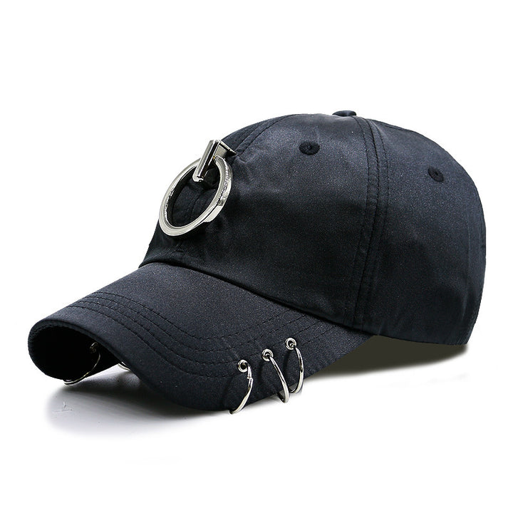 Men's Winter Fashion Trendy Korean Personality Silver Hoop Flat-brimmed Cap Hip Hop Hat