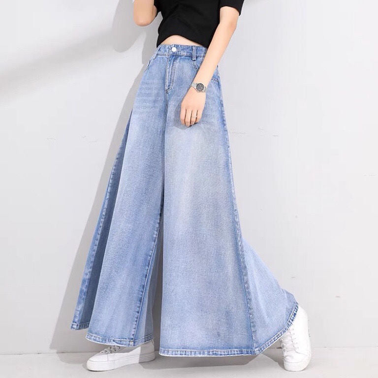 Drop Wide Leg Jeans Skirt Women