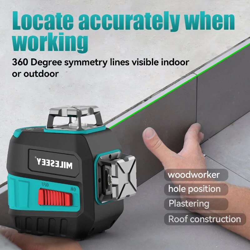 360° 2-Line Laser Level with Tripod and Battery – Self-Leveling Horizontal and Vertical Cross