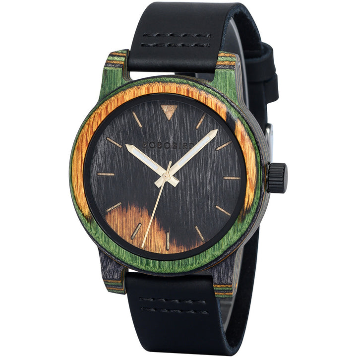 New Leisure Sports Wood Watch Men's Stainless Steel Back Cover