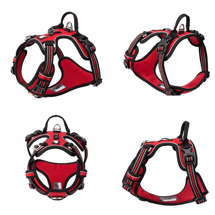 Adjustable No-Pull Dog Harness with Reflective Nylon and Safety Features